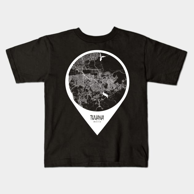 Tijuana, Mexico City Map - Travel Pin Kids T-Shirt by deMAP Studio